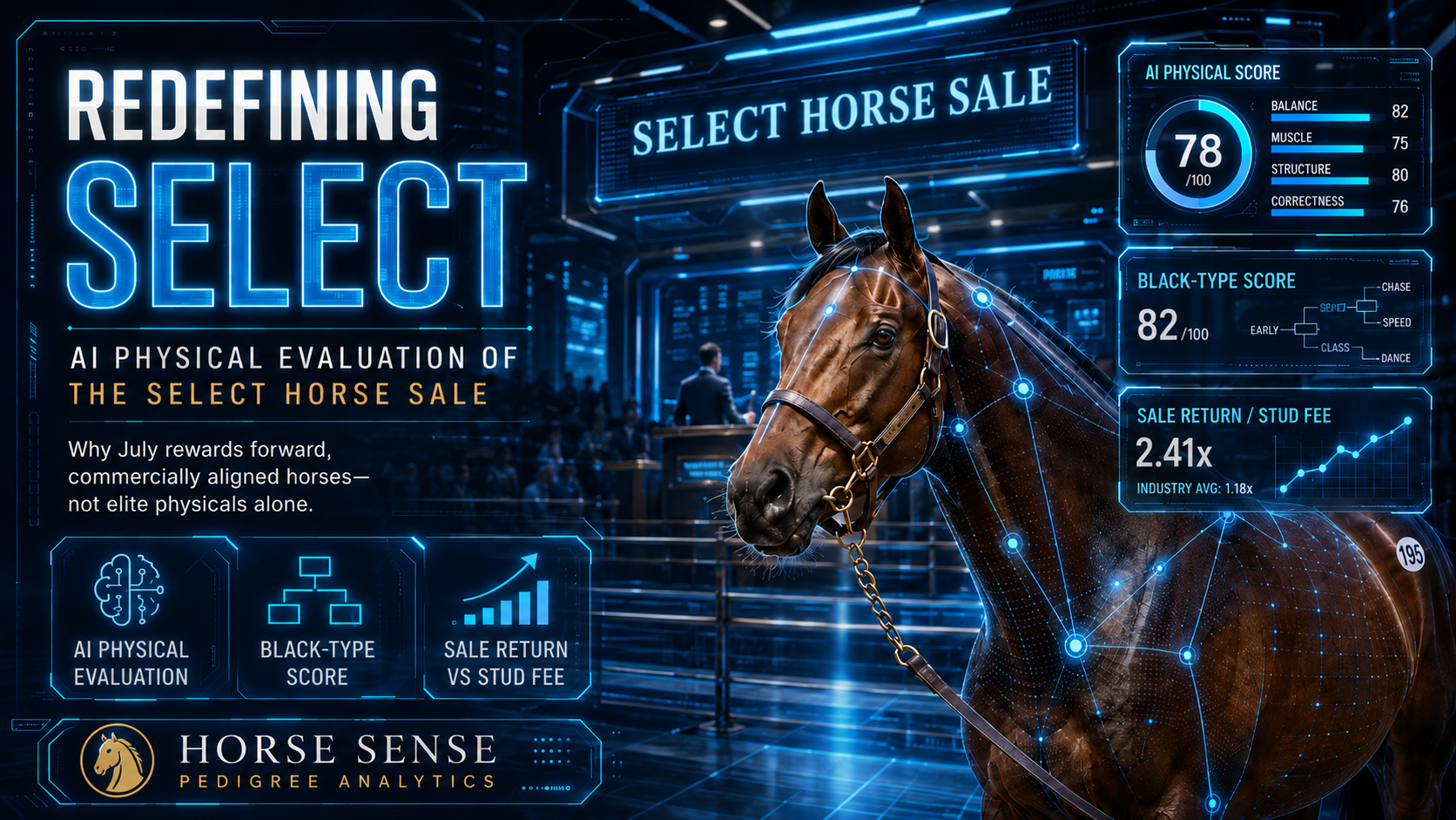 AI physical evaluation of Fasig-Tipton July Sale yearlings by Horse Sense Pedigree Analytics